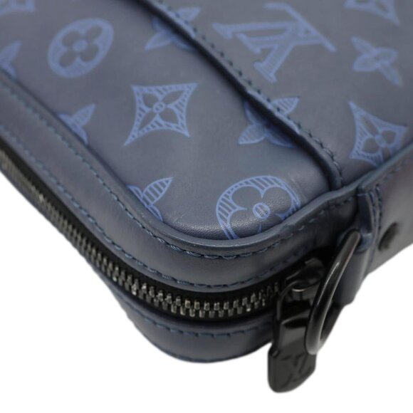 Louis Vuitton  Duo Monogram Shadow Leather Shoulder Bag Navy Blue - Picture 7 of 12